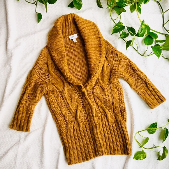 LOFT•Sunflower gold chunky wool cardigan🦙🌻 - Picture 2 of 7